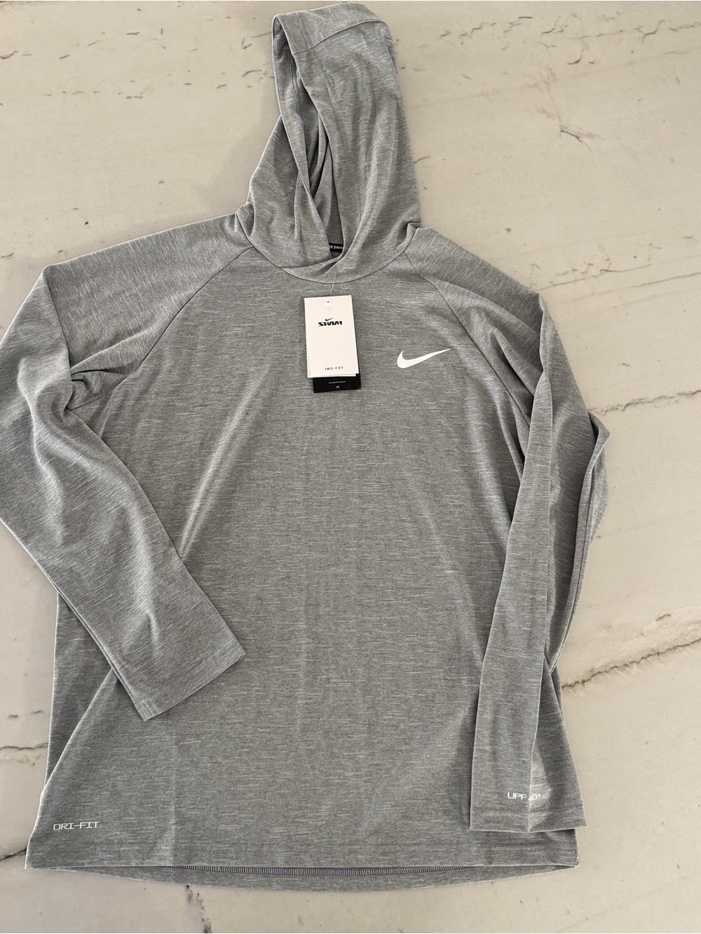Nike Swim Hydroguard Hoodie Shirt Men's Medium Gray Heather Dri-Fit UPF 40+ Sun